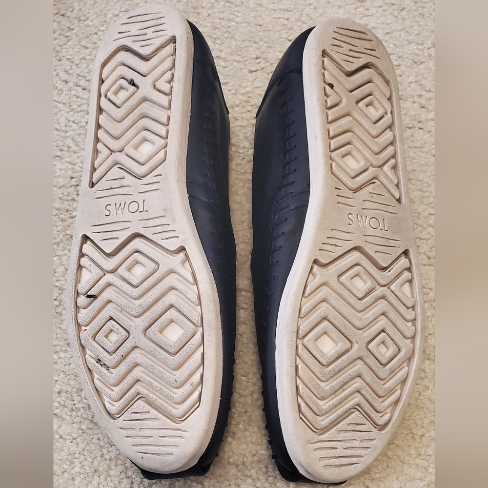 Black Real LeatherToms Alpargata Flats 9 Nearly New - Picture 4 of 6